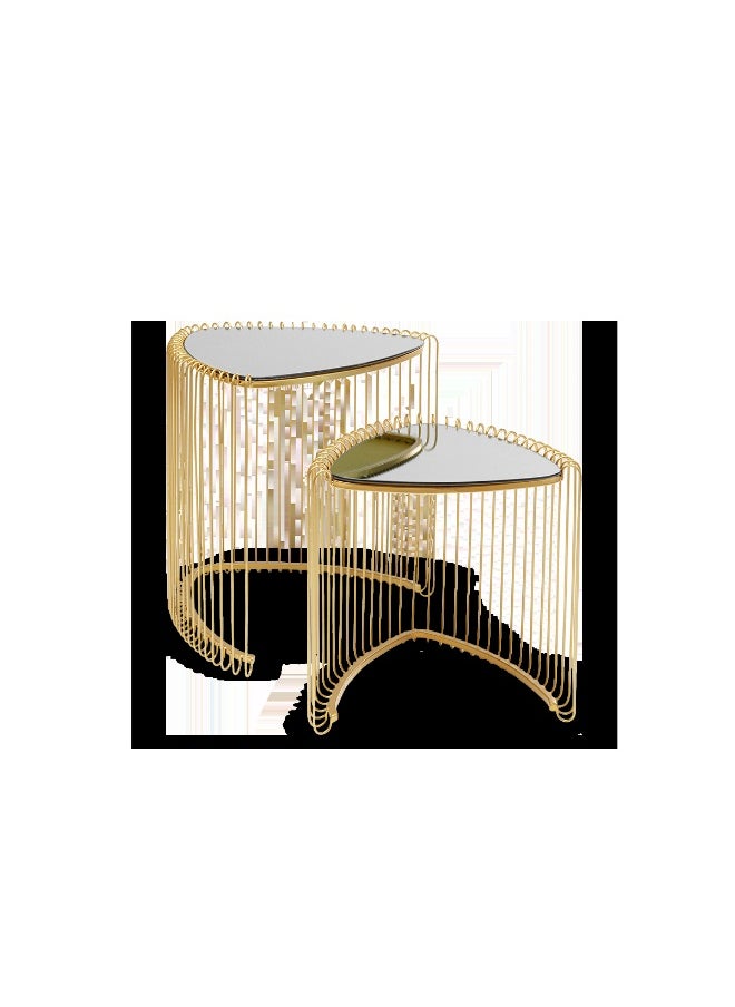 Side Table Wire Triangle Gold (Set Of Two)