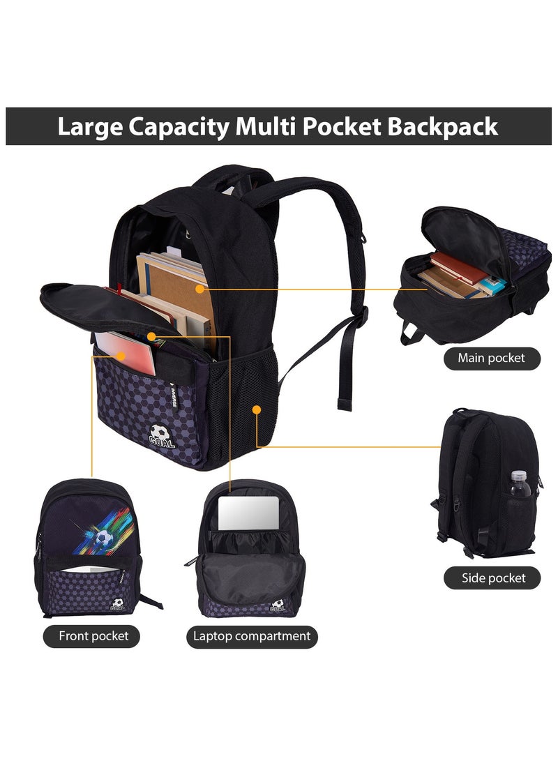 LKTOCAFT 3 In 1 School Bag For Boys With Lunch Box Bag and Pencil Case,  Kids School Bag For 8-12,Cool Design Kids Backpack For School, Black - Image 2