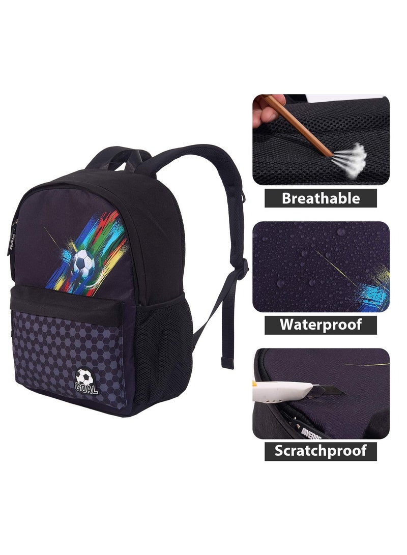 LKTOCAFT 3 In 1 School Bag For Boys With Lunch Box Bag and Pencil Case,  Kids School Bag For 8-12,Cool Design Kids Backpack For School, Black - Image 3