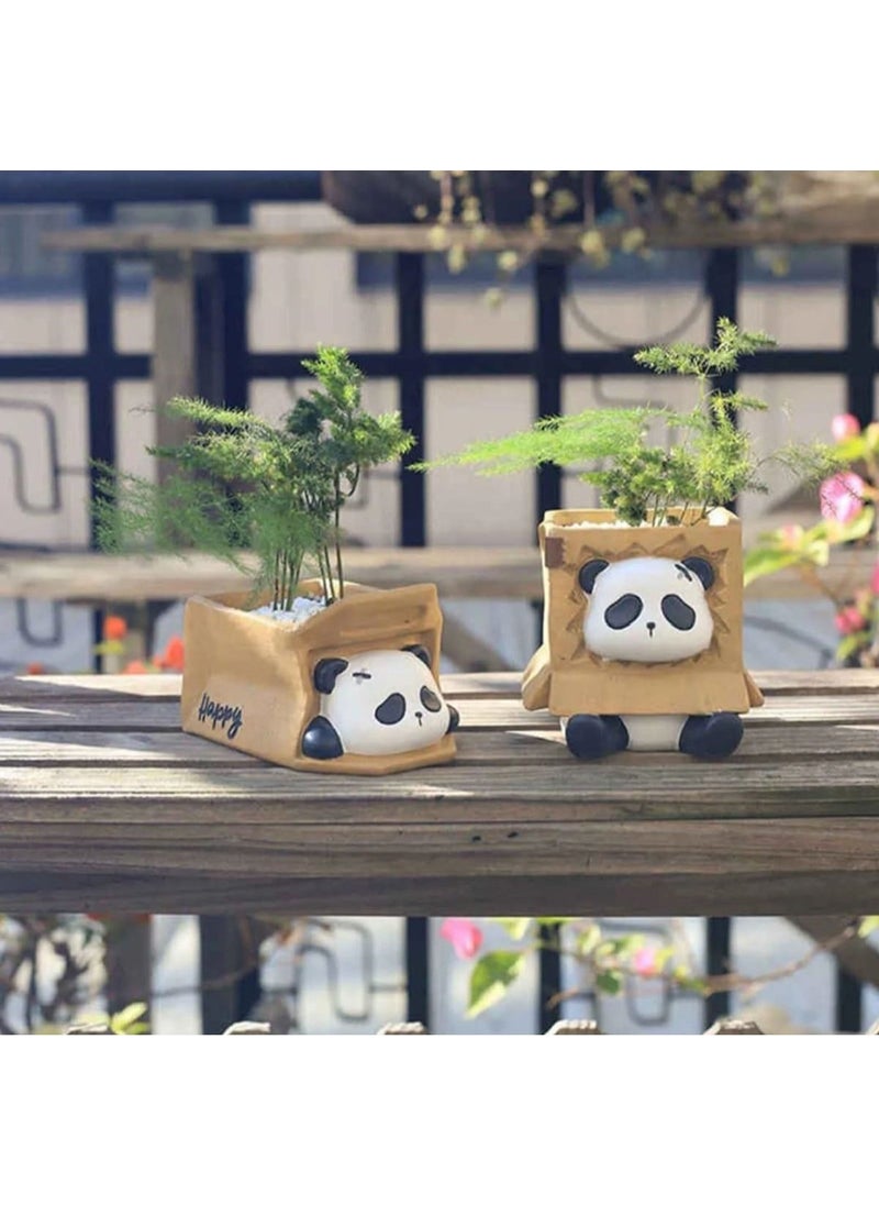 Taşdevri Life - Cute Pandas 4-Piece Succulent and Cactus Decorative Flower Pot Set - Image 1