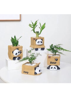 Taşdevri Life Cute Pandas 4-Piece Succulent and Cactus Decorative Flower Pot Set  - Image 1