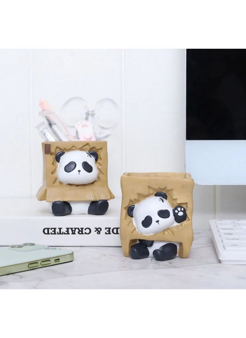Taşdevri Life - Cute Pandas 4-Piece Succulent and Cactus Decorative Flower Pot Set - Image 1
