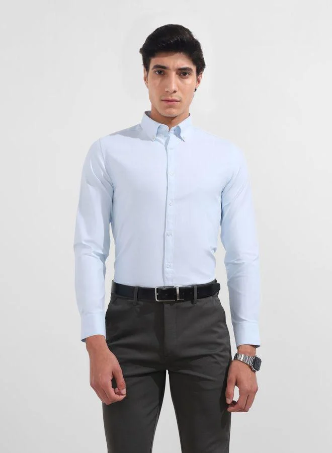 شركة المرآب الهندية Men Slim Fit Solid Buttondown Collar Full Sleeves Shirt