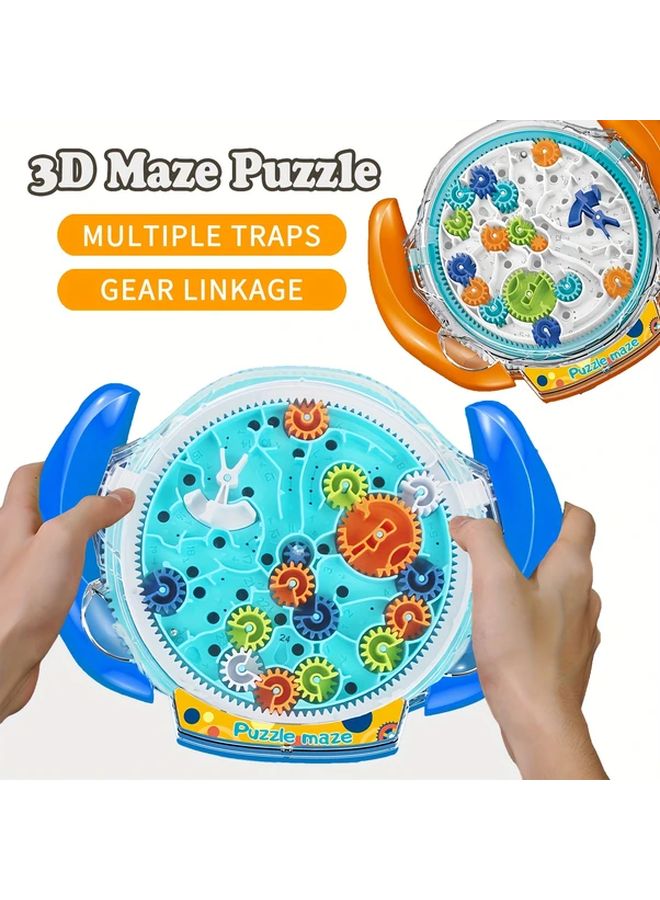 Blue 3D Gear Linkage Maze Puzzle Educational Marble Run Toy For Kids - Image 2