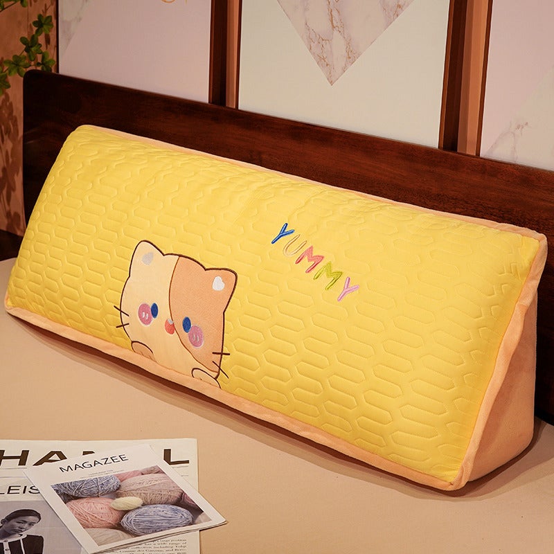 Summer Ice Silk Latex Bed Top Soft Bed Top Large Backrest Bed Double Waist Pillow Bed Back Cushion Removable And Washable - Image 1