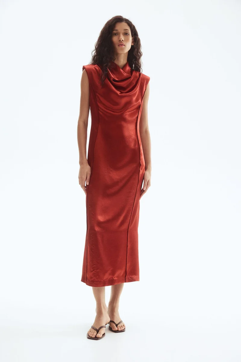 H&M Shoulder-pad satin dress