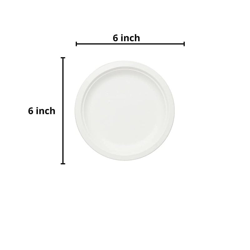 SKYWINS Disposable Bagasse Plates 6 Inches 50Count Package Round Beige 15 cm EcoFriendly Biodegradable Sugarcane Paper Plates for Serving Snacks at Birthdays Weddings and Parties 50 - Image 3