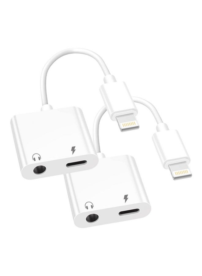 [Apple Mfi Certified] Lightning To 3.5 Mm Headphone Jack Adapter 2 In 1 Lightning To 3.5Mm Aux Audio + Charger Splitter Compatible With Iphone 13 12 11 Xs Xr X 8 Support All Ios&Volume Control