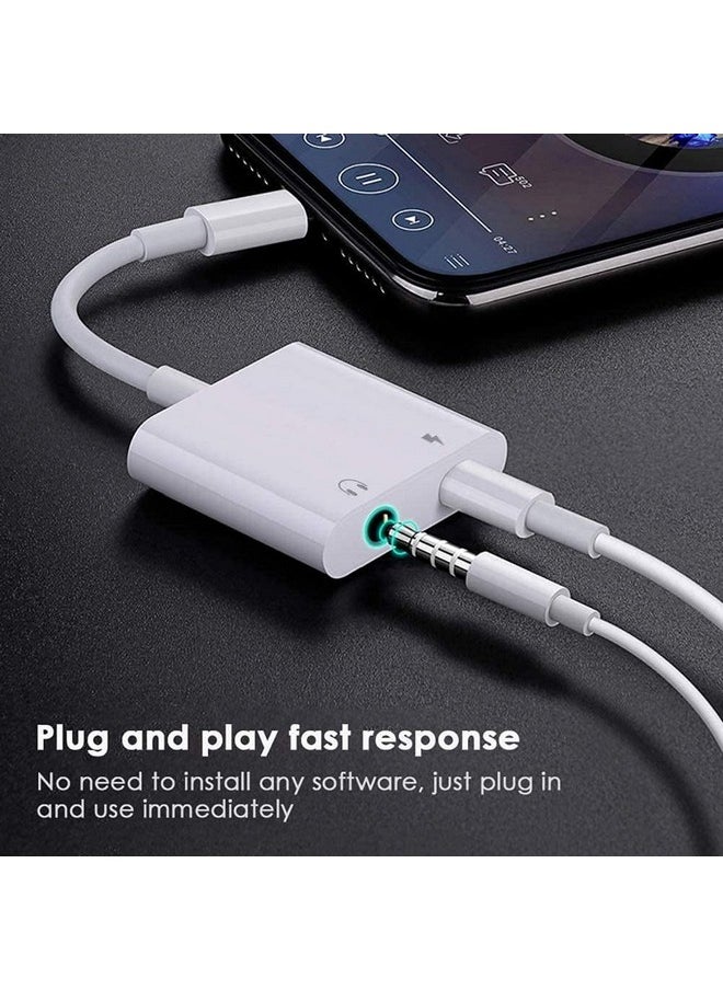 [Apple Mfi Certified] Lightning To 3.5 Mm Headphone Jack Adapter 2 In 1 Lightning To 3.5Mm Aux Audio + Charger Splitter Compatible With Iphone 13 12 11 Xs Xr X 8 Support All Ios&Volume Control