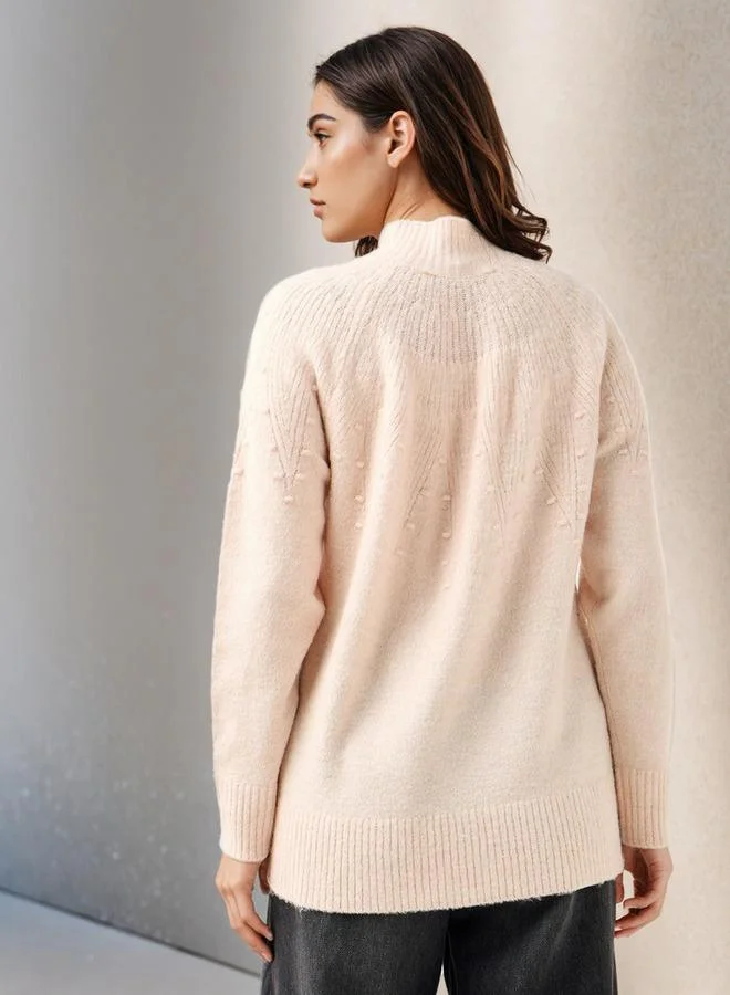 Splash FAV  Yoke Detail Sweater with Long Sleeves for Women | Best Price UAE