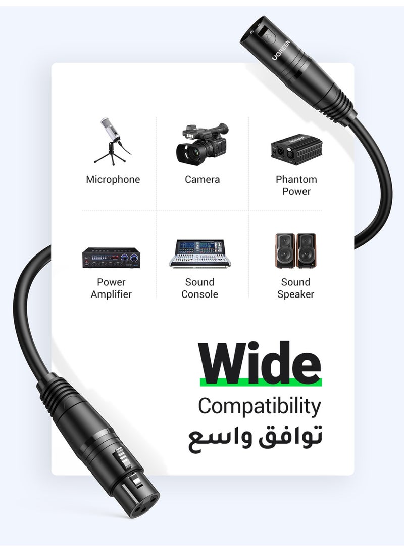 يو جرين XLR Cable, Microphone XLR Male to Female Extension Cable 2M Jack Extender Cord for PA System, Studio Recorder, Amplifier, Mixer, Speaker System, or Professional Recording, Playing Live - Image 3
