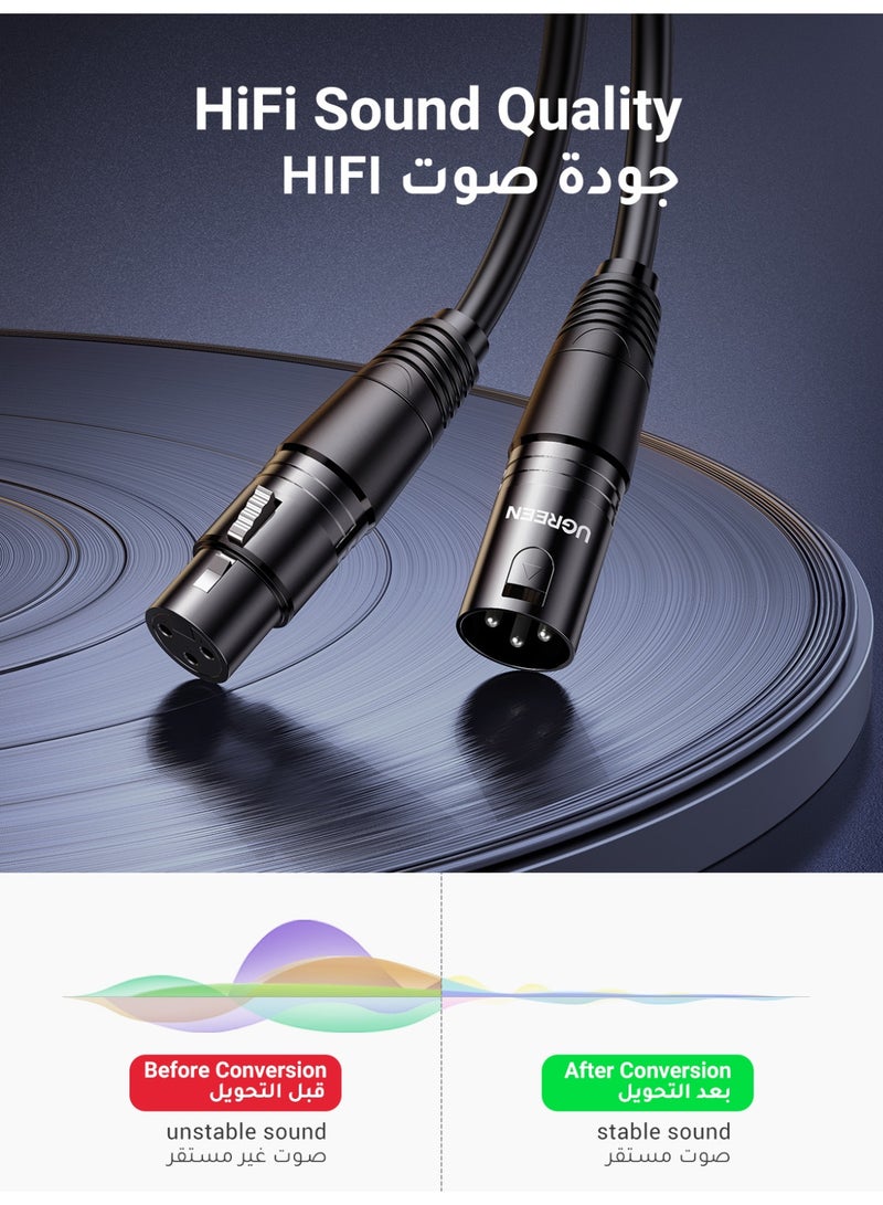 يو جرين XLR Cable, Microphone XLR Male to Female Extension Cable 2M Jack Extender Cord for PA System, Studio Recorder, Amplifier, Mixer, Speaker System, or Professional Recording, Playing Live - Image 2
