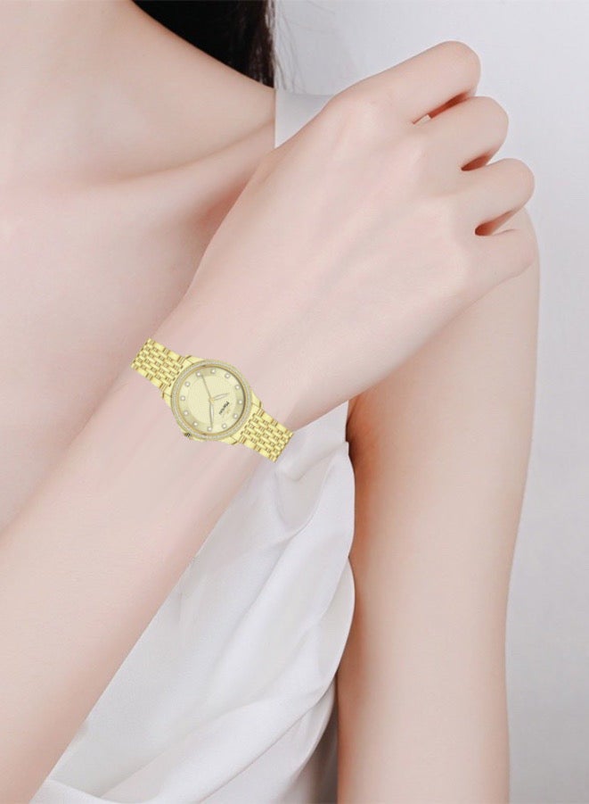 MARTINI Embellished Round Gold Dial Analog Watch - Image 3