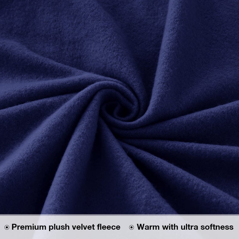 Viviland Plush Micro Fleece Full Bed Sheet Set - Soft Polar Fleece Velvet Sheets - Extra Warm Winter Flannel Bed Sheets with Deep Pocket - Navy - Full - Image 5