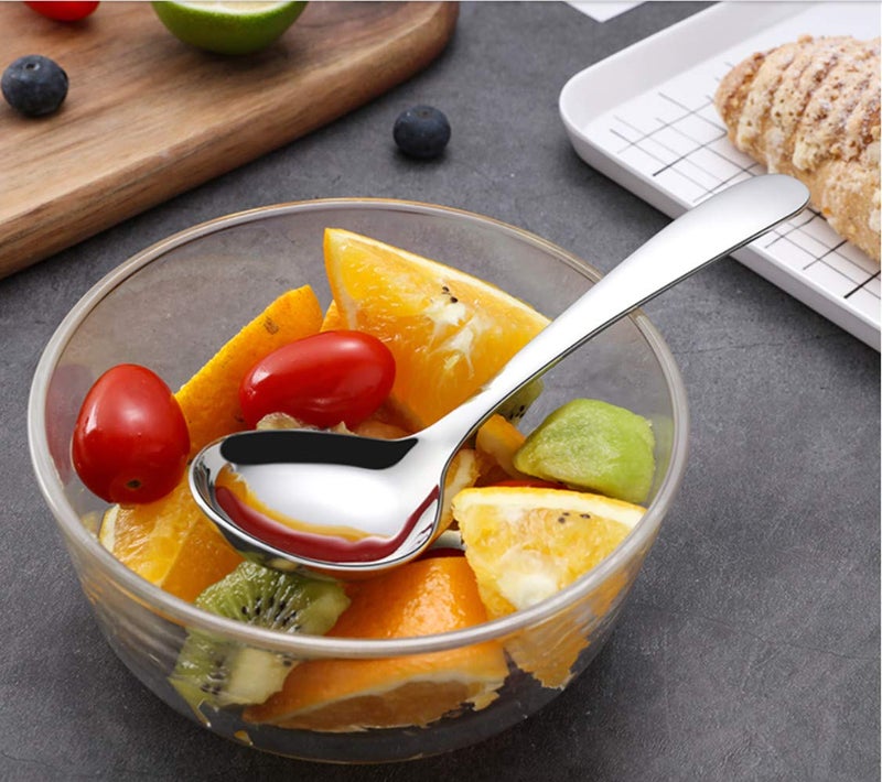 Qualizon 18/8 Stainless Steel Adult Soup Spoon Big Round Spoons Large Heavy Weight Dinner Spoon 4-Piece (7.2Inch) - Image 2