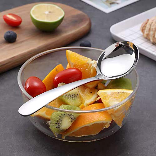 Qualizon 18/8 Stainless Steel Adult Soup Spoon Big Round Spoons Large Heavy Weight Dinner Spoon 4-Piece (7.2Inch) - Image 5