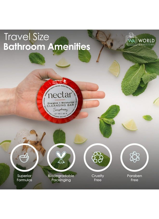 world amenities Nectar Bulk Cleansing Bar Round 100 Count 0.9 Oz Sweet Orange Blossom Mini Travel Size Toiletries (100% Recyclable Pleat Wrap) Hotel Amenities Airbnb Rentals Suitable For All Skin Types  - Image 2