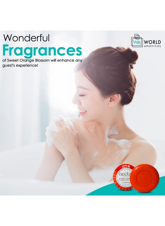 world amenities Nectar Bulk Cleansing Bar Round 100 Count 0.9 Oz Sweet Orange Blossom Mini Travel Size Toiletries (100% Recyclable Pleat Wrap) Hotel Amenities Airbnb Rentals Suitable For All Skin Types  - Image 5