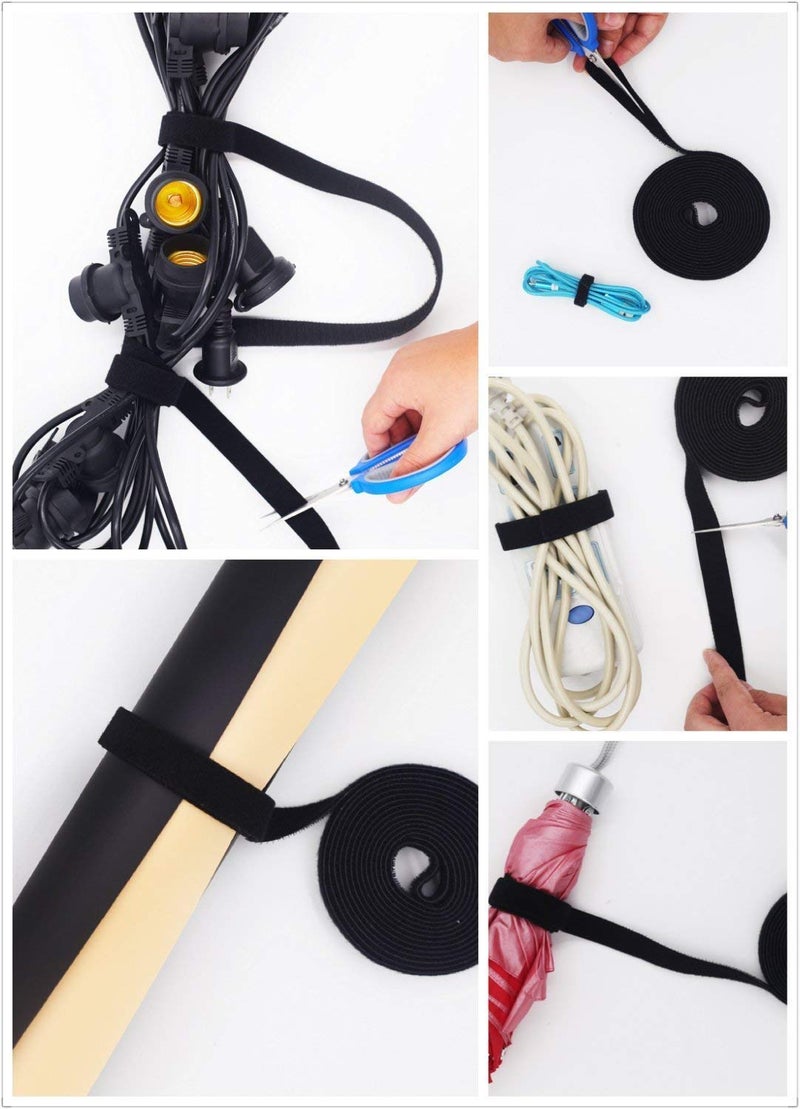 Aeoss Cable Straps 5 Roll Reusable Cable Ties Hook & Loop Nylon Fastening Tape Wire Organizer for Power Wire Management Self Gripping Cord Rope Holder - Image 2