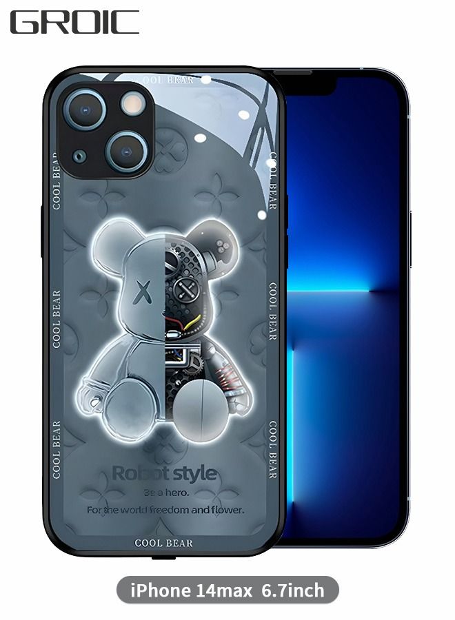 GROIC Compatible with IPhone 14 Max 6.7 Inch Case Led Flash Luminescent Colorful Glowing Tempered Glass Shell，Voice Call Wireless Charging Back Cover for Apple iPhone - Image 1