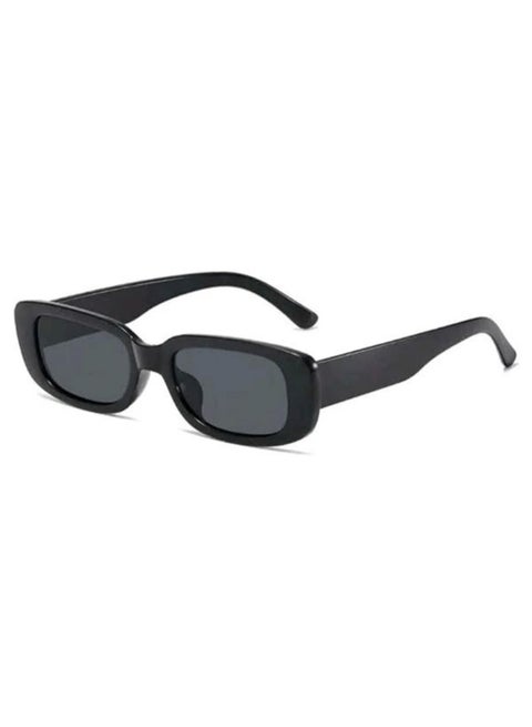 Women's Sunglasses – Slim Rectangular Black Frame with Dark Lenses – Modern Street Style