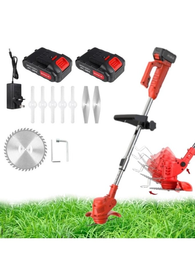 GearZone 21V Cordless Grass Trimmer with 2pcs 4.0Ah Battery, Fast Charger and 3 Types Cutting Blade, Portable Electric Lawn Trimmer for Garden Yard Lawn Pruning/Trimming Work  - Image 5