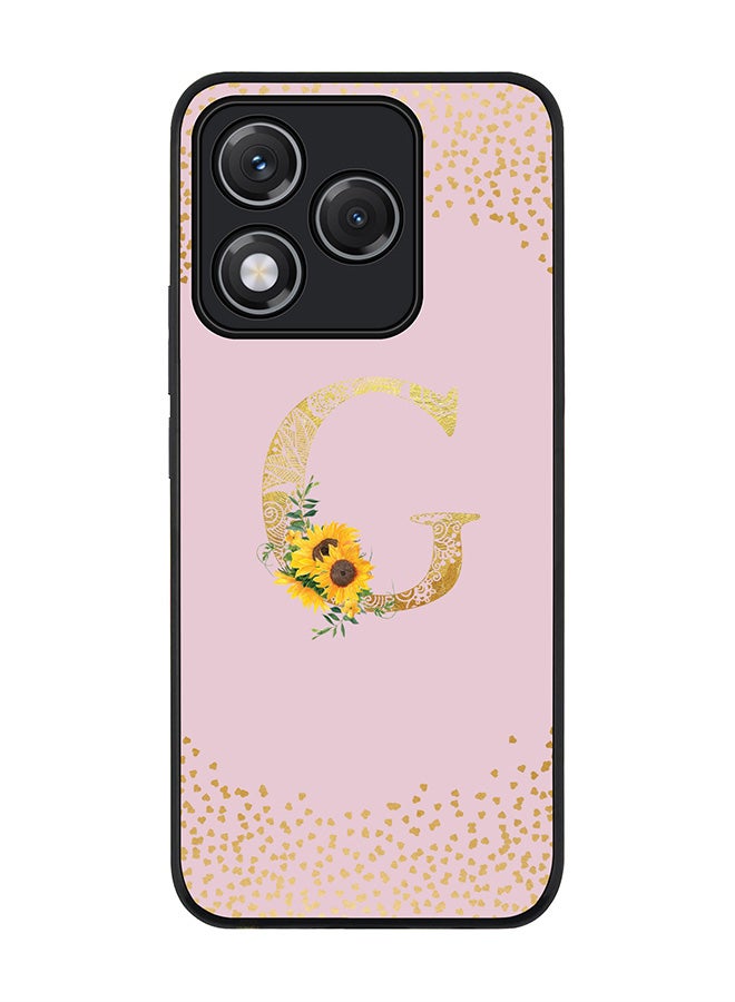 For Honor 400 Lite Case,Slim fit Camera Protection, Shockproof Thin Phone cover  - Custom Floral Monogram - G  (Pink )