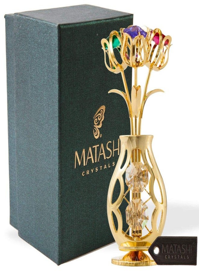 Matashi Flowers Bouquet Vase Ornament with Multi-Color Crystals – Home Decor Tabletop Showpiece for Mom, Wife, Grandma, Daughter - Christmas, Mother’s Day, Valentines Day, - Image 2