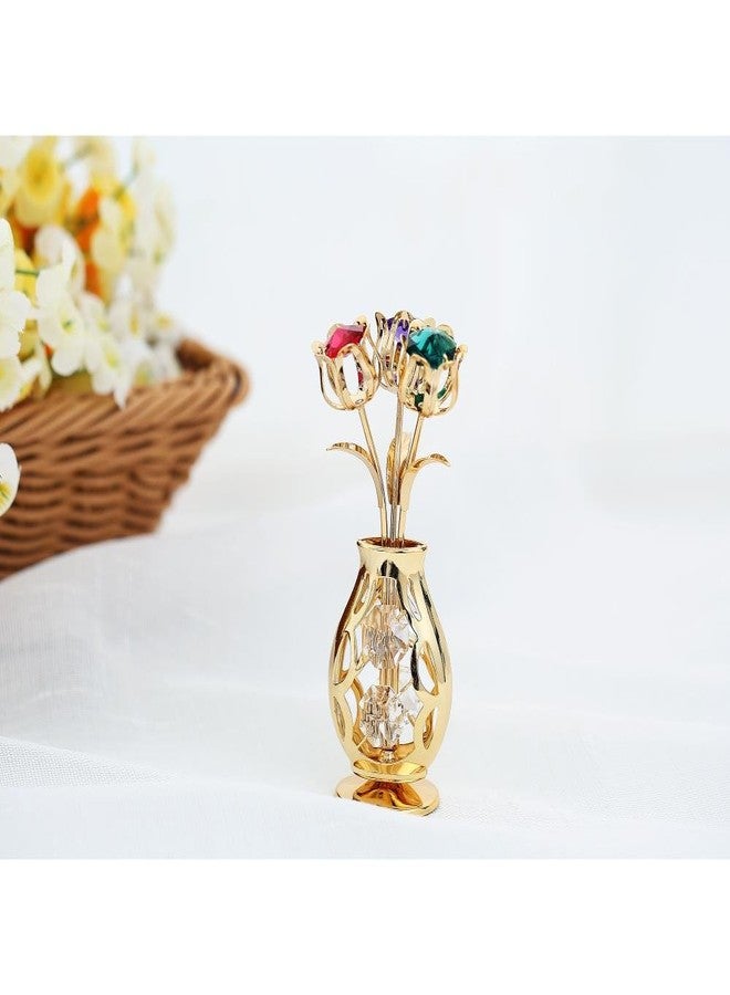 Matashi Flowers Bouquet Vase Ornament with Multi-Color Crystals – Home Decor Tabletop Showpiece for Mom, Wife, Grandma, Daughter - Christmas, Mother’s Day, Valentines Day, - Image 4
