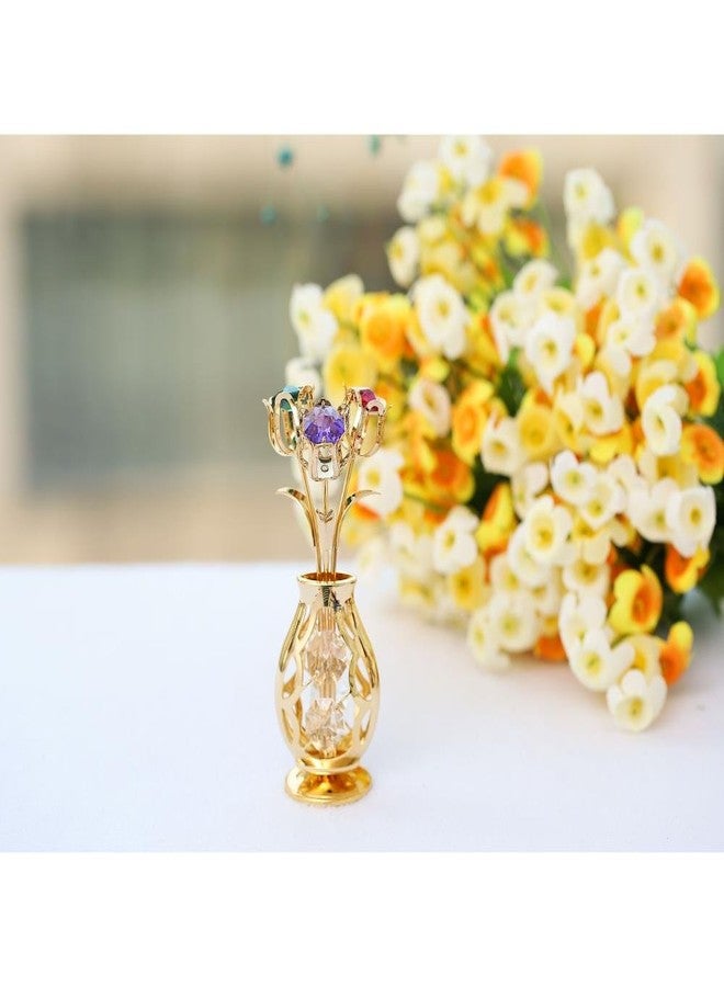 Matashi Flowers Bouquet Vase Ornament with Multi-Color Crystals – Home Decor Tabletop Showpiece for Mom, Wife, Grandma, Daughter - Christmas, Mother’s Day, Valentines Day, - Image 5