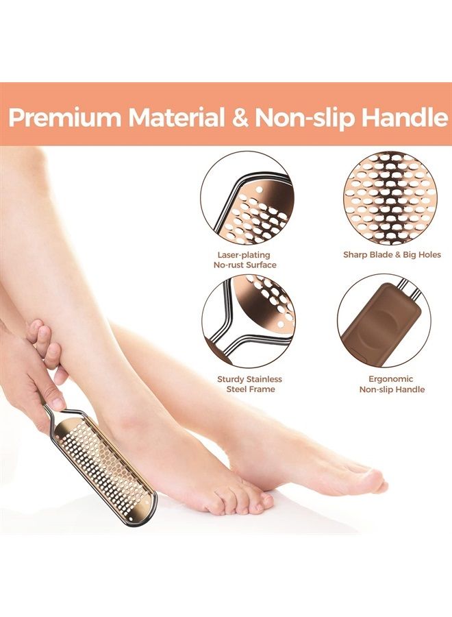 Easkep Foot File Foot Scrubber Pedicure - Callus Remover for Feet Easkep Professional Foot Grater Rasp Foot Scraper Corns Callous Removers Dry Skin Cracked Dead Skin Remover for Dry and Wet Feet (Golden) - Image 2