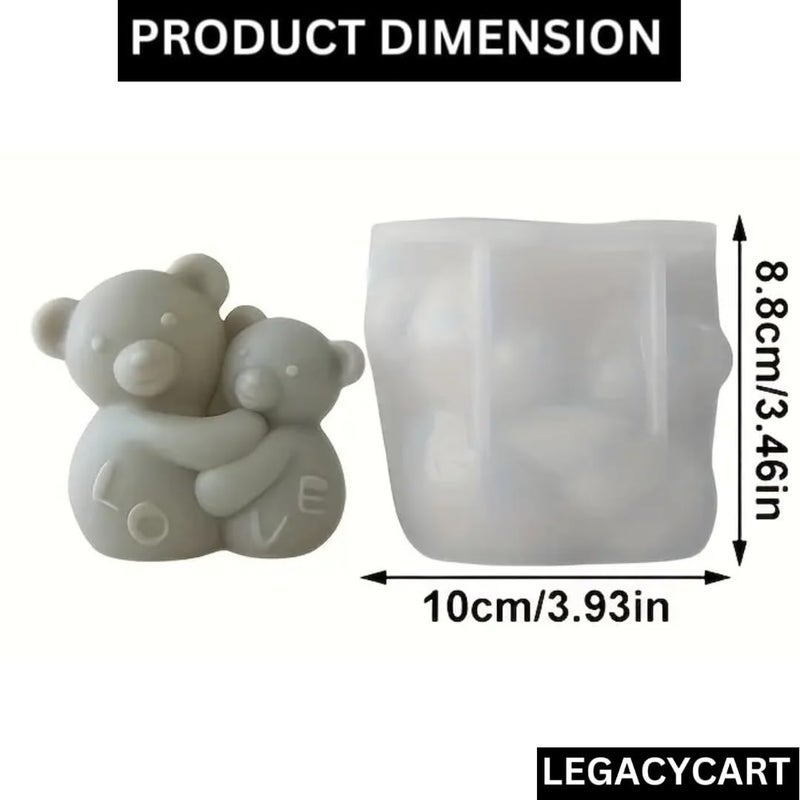 LEGACYCART 3D Love Bear Hugging Shape Candle Silicone Molds, for Scented Candle Making DIY Aromatherapy Candles Wax Soap Plaster Polymer Clay Decoration (Pack of 1) - Image 2