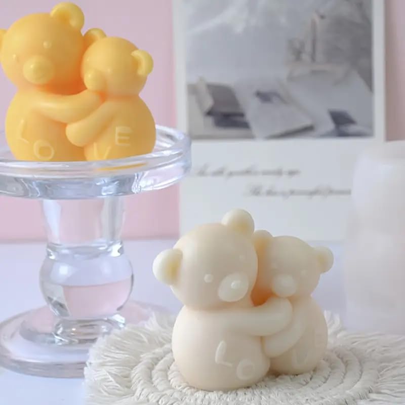 LEGACYCART 3D Love Bear Hugging Shape Candle Silicone Molds, for Scented Candle Making DIY Aromatherapy Candles Wax Soap Plaster Polymer Clay Decoration (Pack of 1) - Image 3