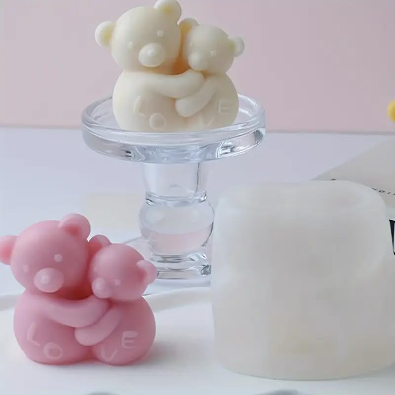 LEGACYCART 3D Love Bear Hugging Shape Candle Silicone Molds, for Scented Candle Making DIY Aromatherapy Candles Wax Soap Plaster Polymer Clay Decoration (Pack of 1) - Image 4