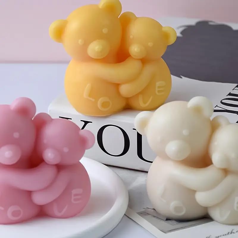 LEGACYCART 3D Love Bear Hugging Shape Candle Silicone Molds, for Scented Candle Making DIY Aromatherapy Candles Wax Soap Plaster Polymer Clay Decoration (Pack of 1) - Image 5