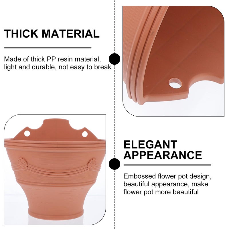 Large White And Brick Red Hanging Planters With Water Storage For Indoor Outdoor Garden - Image 4