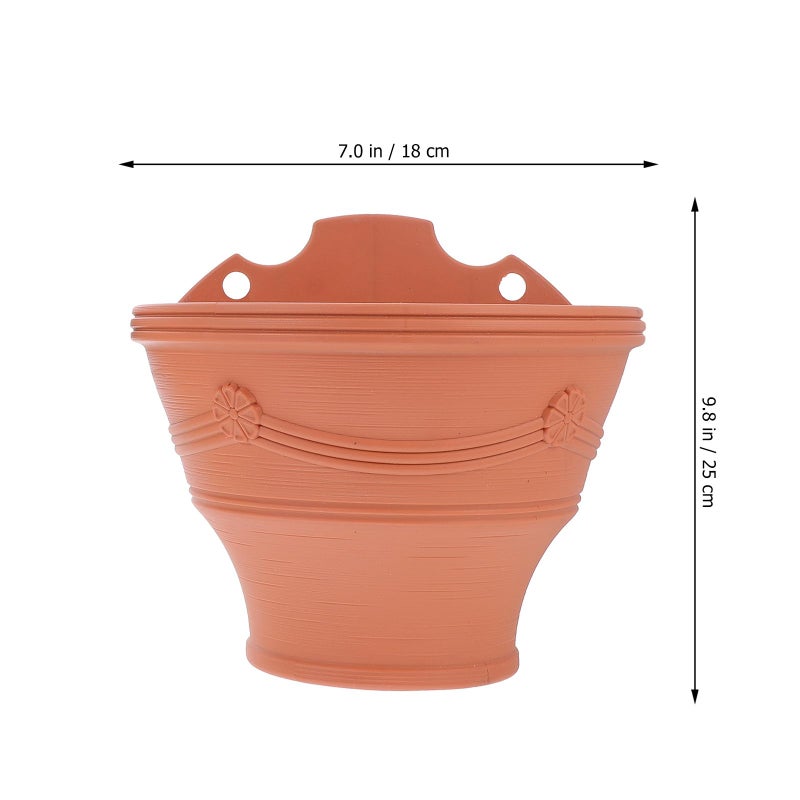 Large White And Brick Red Hanging Planters With Water Storage For Indoor Outdoor Garden - Image 3