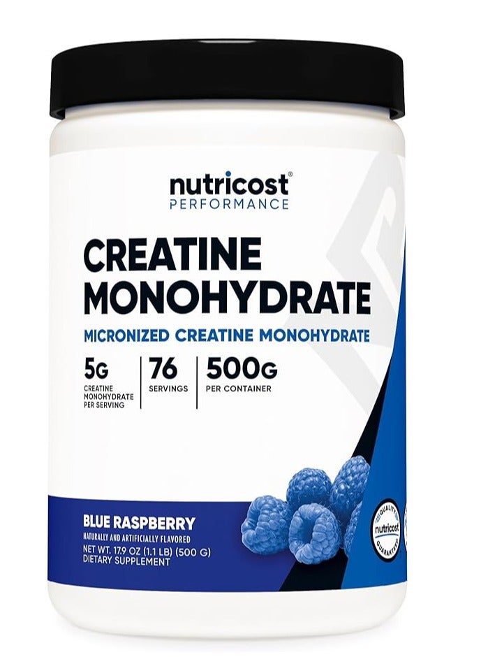 Nutricost Creatine Monohydrate 500 Gram Blue Raspberry - Image 1