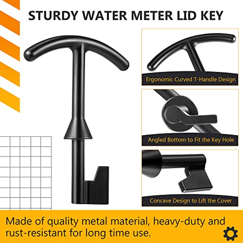 Feekoon 1 Pack 5.5'' Water Meter Box Key, Compatible with M07001 Water Meter Cover Key, Water Meter Cover/lid Opening Tool, Quality Metal T Wrench Hook to Access the Main Valve for Turning Water off - Image 4