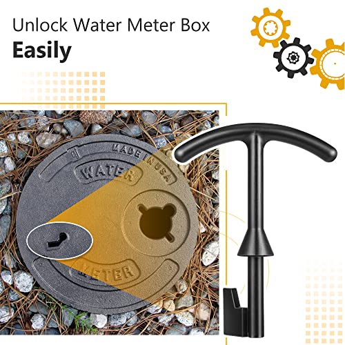 Feekoon 1 Pack 5.5'' Water Meter Box Key, Compatible with M07001 Water Meter Cover Key, Water Meter Cover/lid Opening Tool, Quality Metal T Wrench Hook to Access the Main Valve for Turning Water off - Image 2