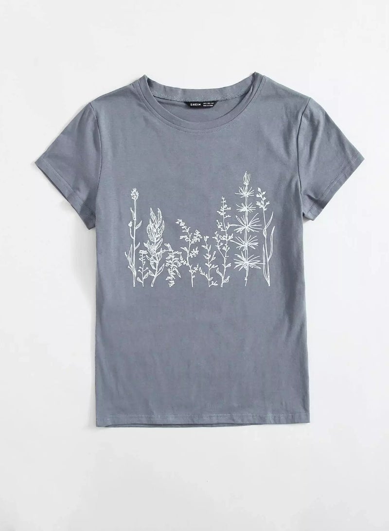 Plants Print Short Sleeve Tee  - Image 3