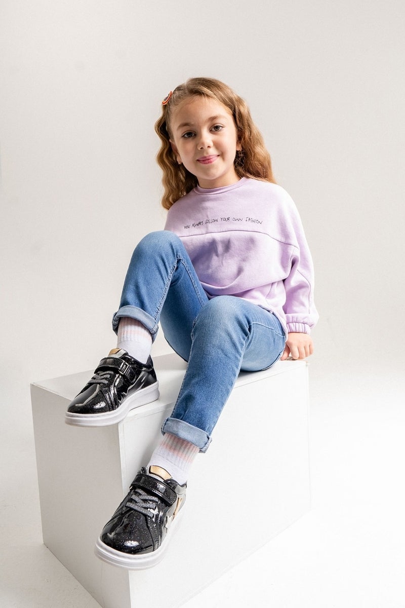 Mnpc Girl Black Glitter Patent Leather Anatomical Casual Shoes  - Image 3