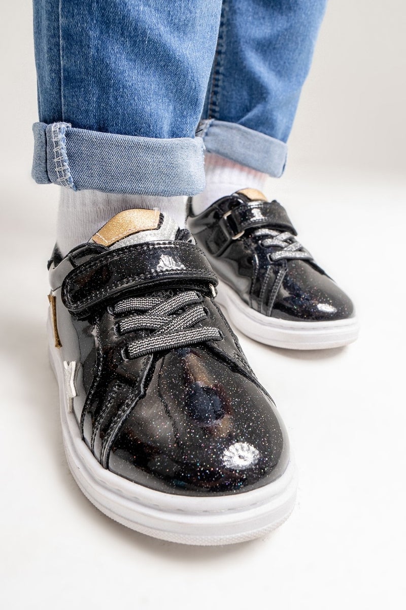 Mnpc Girl Black Glitter Patent Leather Anatomical Casual Shoes  - Image 5