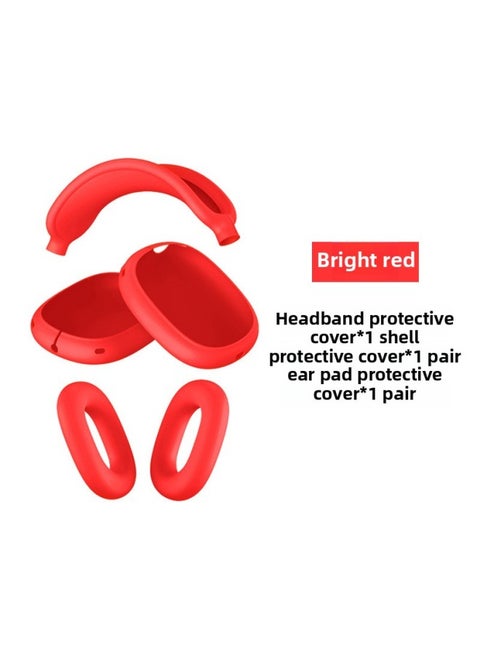 Suitable For Apple Headphone Case Airpods Max Protective Case Head-Mounted Earphone Case Silicone Protective Cover Case-Color:Max Red 3-piece Set (shell Set * 1 Pair Of Beam Set * 1 Ear Cushion Set * 1 Pair)-Applicable Model:AirPodsMax