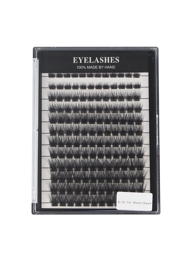 Hannahool Mixed 8-12-14-16mm/8-10-12-14mm/10-12-14-16mm/14-15-16mm Wide Stem Individual False Eyelashes Soft Lightweight Natural Long Volume Eyelashes Extensions Makeup Cluster Lashes (mixed 8-12-14-1 - Image 1