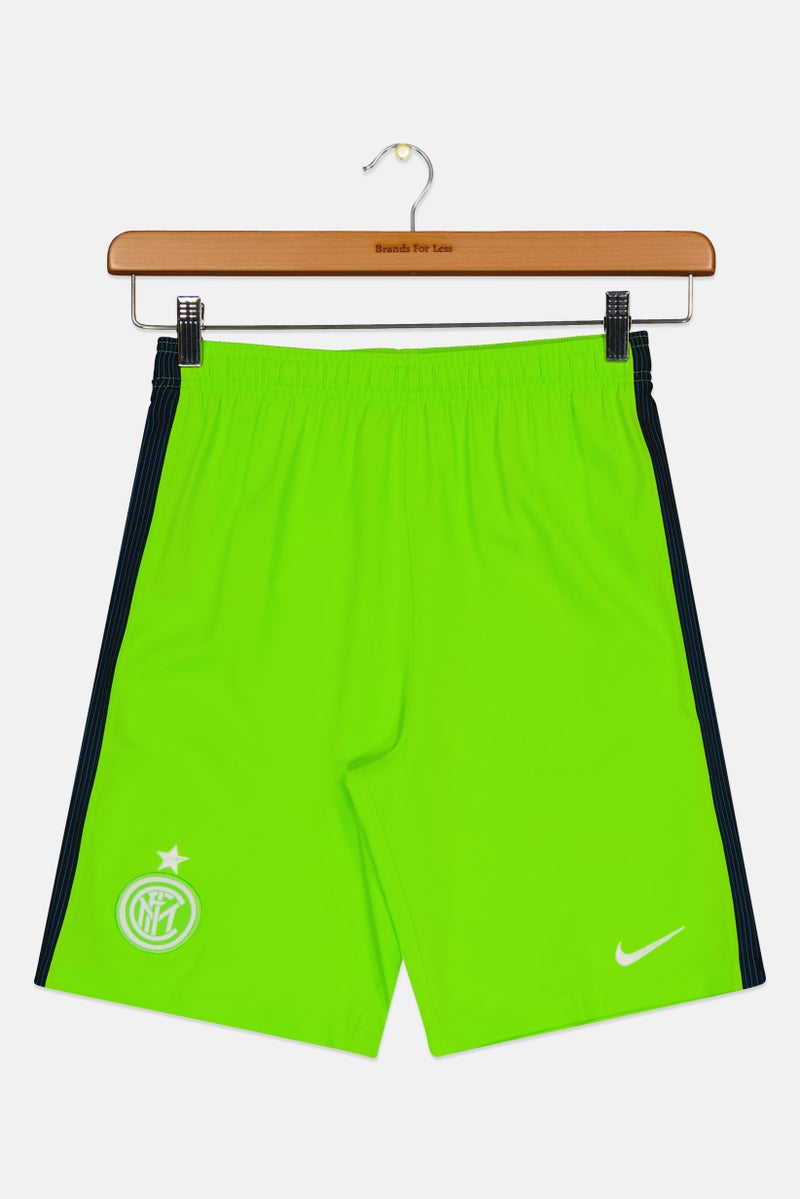 Nike Kids Boy Sportswear Fit Embroidered Logo Inter Milan Outdoor Shorts, Lime Green - Image 1