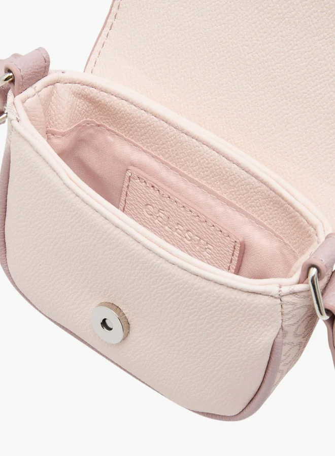 سيليست Girls Monogram Print Crossbody Bag with Adjustable Strap and Flap Button Closure