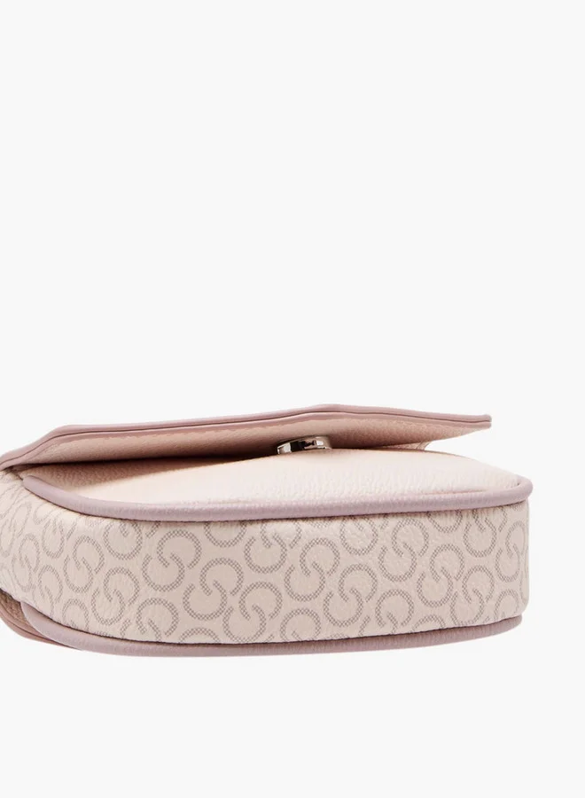 سيليست Girls Monogram Print Crossbody Bag with Adjustable Strap and Flap Button Closure