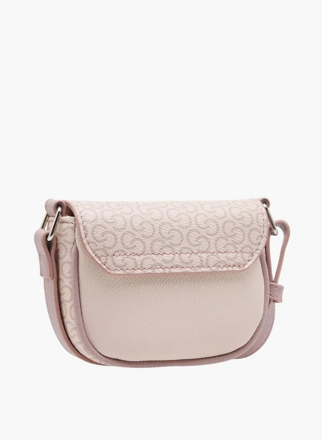 سيليست Girls Monogram Print Crossbody Bag with Adjustable Strap and Flap Button Closure