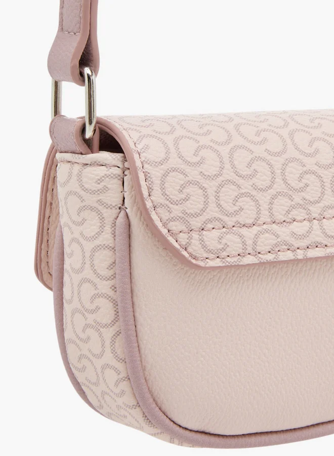 سيليست Girls Monogram Print Crossbody Bag with Adjustable Strap and Flap Button Closure